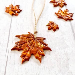 Maple Leaf Autumn Fall Hanging Decoration ~ New England ~ Hygge Home ~ Halloween ~ Handmade ~ Copper Orange Brown