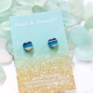 Scottish Beach Heart Stud Earrings: Isle of Skye Sand
