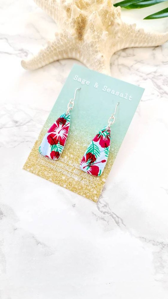 Hibiscus Earrings Hypoallergenic Earring Hooks Hibiscus Dangle Earrings  Tropical Earrings Flower Earrings Hibiscus Gifts 