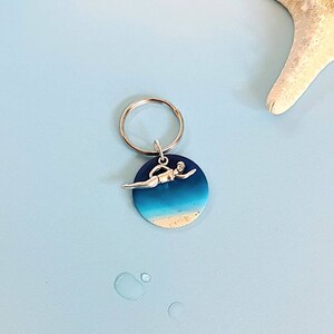 Wild Swimmer Gift ~ Keyring Key Chain ~ Cold Water ~ Wild Swimming ~ Handmade Sand Seascape ~ St Ives Cornwall Inspired