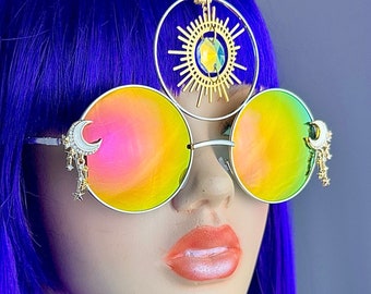 SunCatcher Sunglasses Third Eye Rave Festival Glasses Sun-Catcher Accessories Gift 3rd Third Lens Spiritual Sun Moon Celestial Burning Man