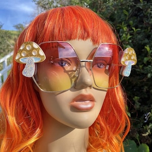 Festival Outfit Mushroom Sunglasses Music Festival Cottagecore Glasses Boho Rave Festival Outfits Oversized Accessories Retro 70s Women EDM