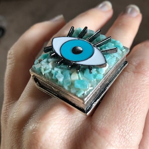 Restyle anillo Locket veneno anillo Poison Gothic nugoth pentagrama compartimento secreto bruja