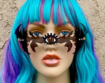 Gafas de sol espeluznantes, gafas de bruja malvada, accesorios de Halloween personalizados, joyería de bruja, tercer ojo malvado, atuendo para festival rave, regalos góticos