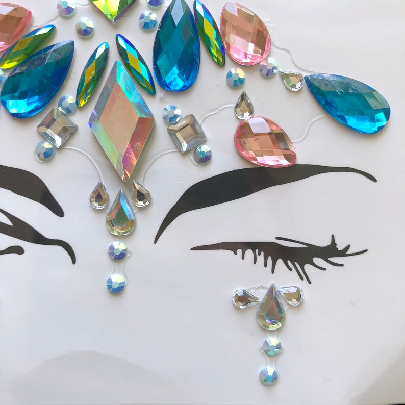 Face Gems Jewels Festival EDC Rave Burning Man Metallic Tattoo Sticker