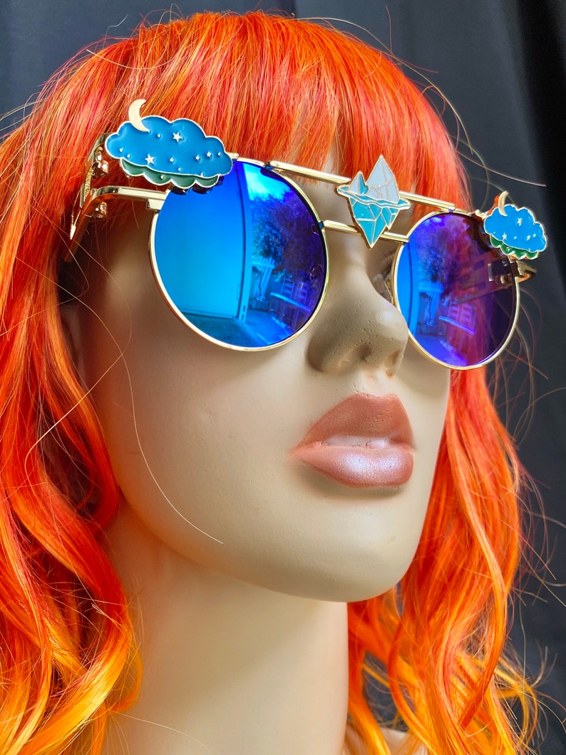 blue rave glasses