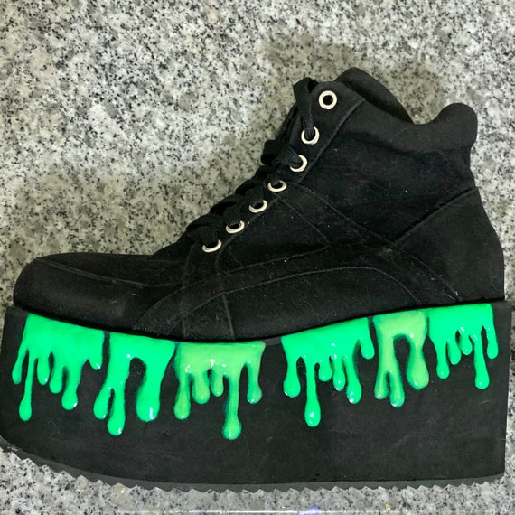 Slime Platform Schoenen Neon Green Sneakers Melting Drip - Etsy Nederland