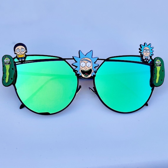 Pickle Rick y Morty Gafas de sol Rave Gafas Regalo divertido Festival Verde Psicodelico Rave Adulto Nadar Dibujos animados Sanchez Obtener Schwifty Fan Divertido Etsy Mexico