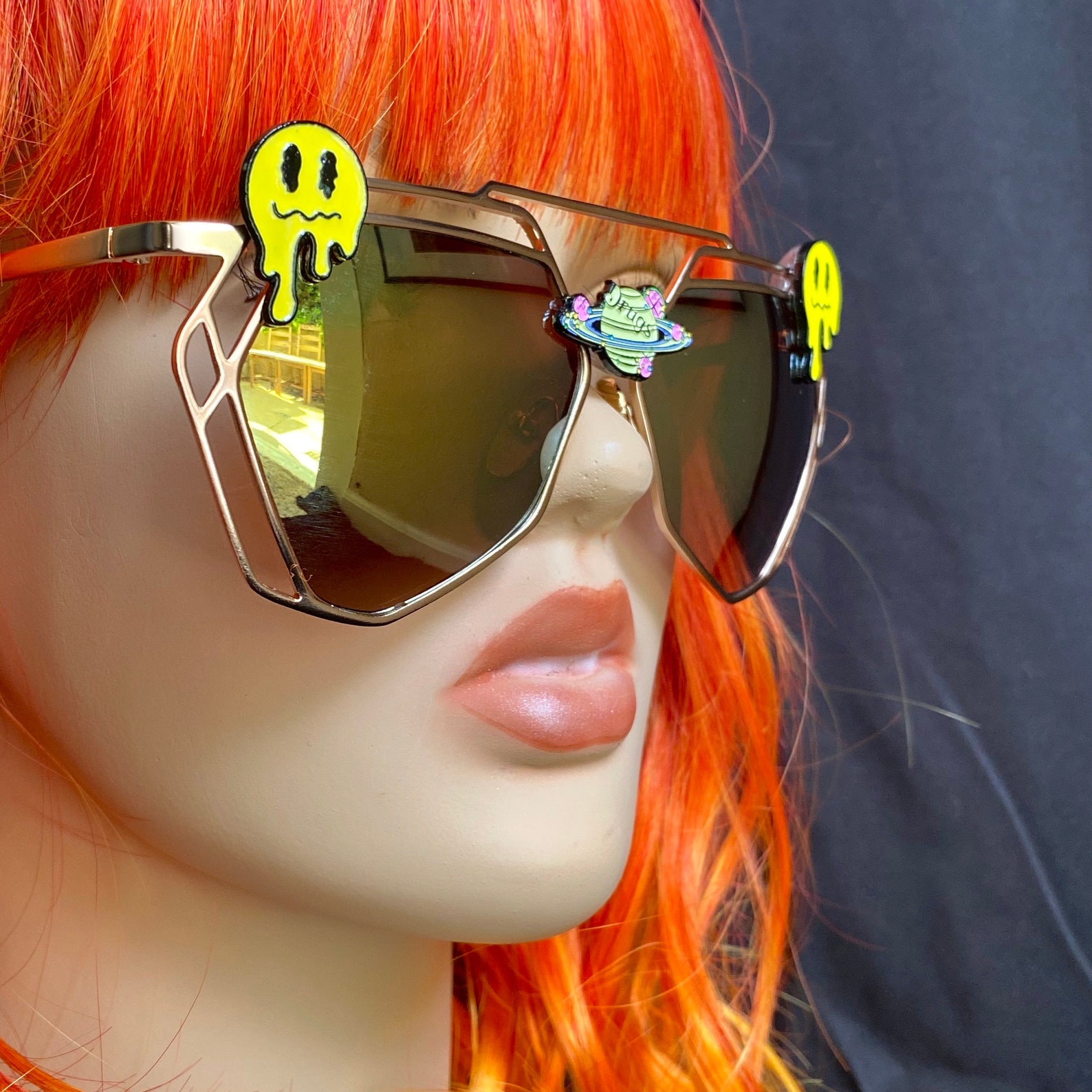 Trippy Melted Sunglasses Dripping Melting Glasses Etsy