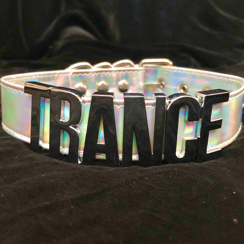 Trance Rave Choker Custom Festival Necklace Collar Charm Name Etsy