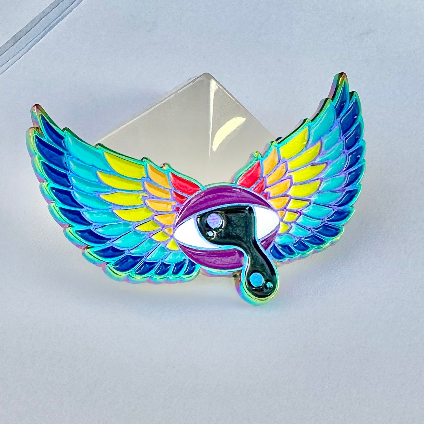 Evil Eye Pin Brooch Rainbow Third Eye Winged All Seeing Enamel Brooch ...