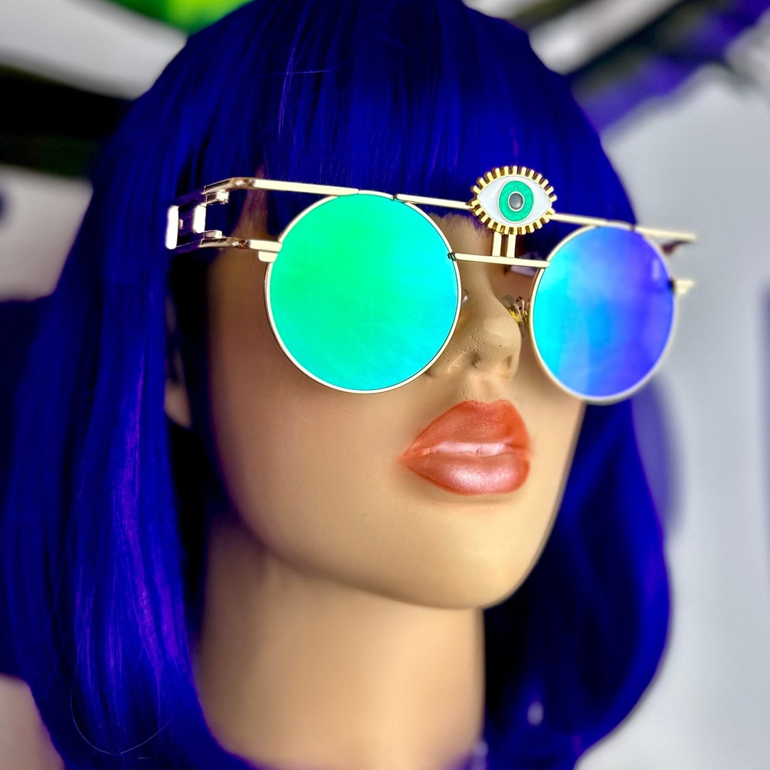 custom EVIL EYE third eye sunglasses RAVE PARTY FUNGLASSES Trippy Third Eye Sunglasses Rave Glasses Evil Eye Outfit  main image 3
