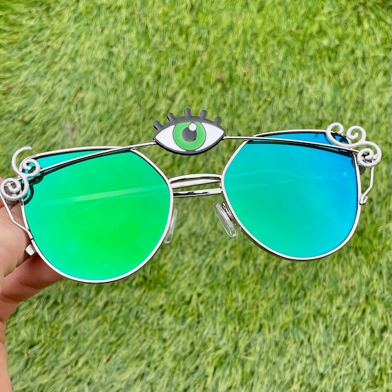 custom EVIL EYE third eye sunglasses RAVE PARTY FUNGLASSES Trippy Third Eye Sunglasses Rave Glasses Evil Eye Outfit  main image 2