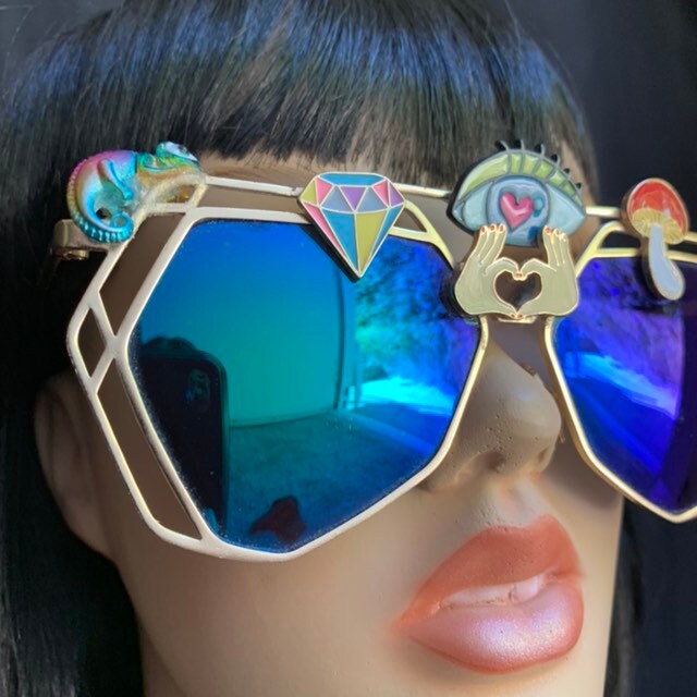 Gafas de sol de tercer ojo adornadas Rave Festival decorado Etsy