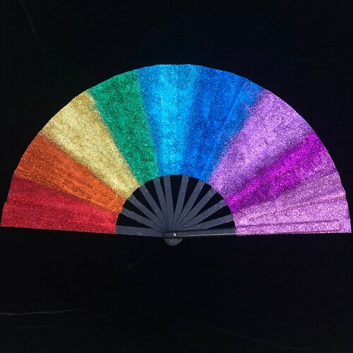 YAAS Festival Folding Fan Rave Glitter Hand Fan Pride EDC Etsy