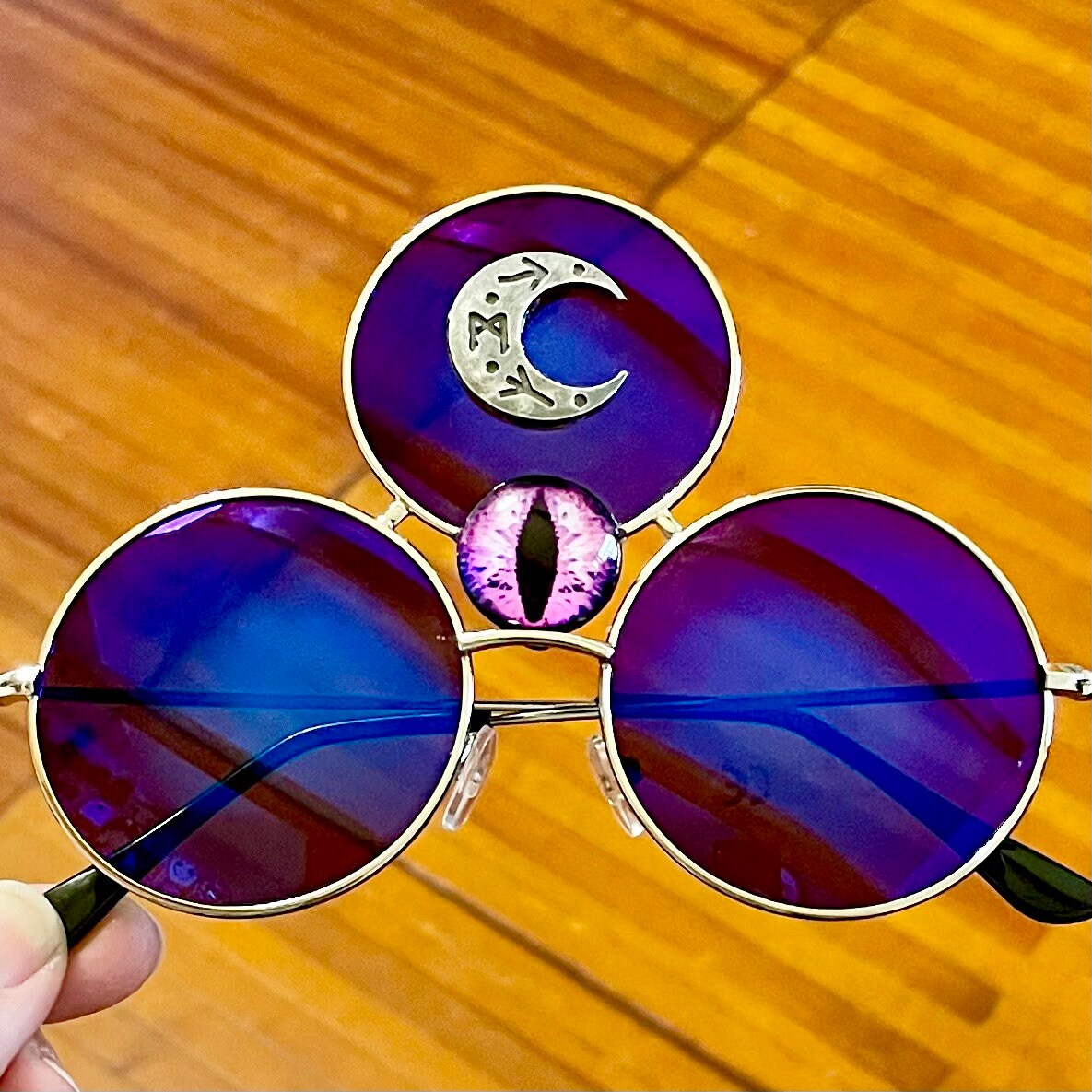 Third Eye Sunglasses Moon Occult Glasses Embellished Rave  display picture 3
