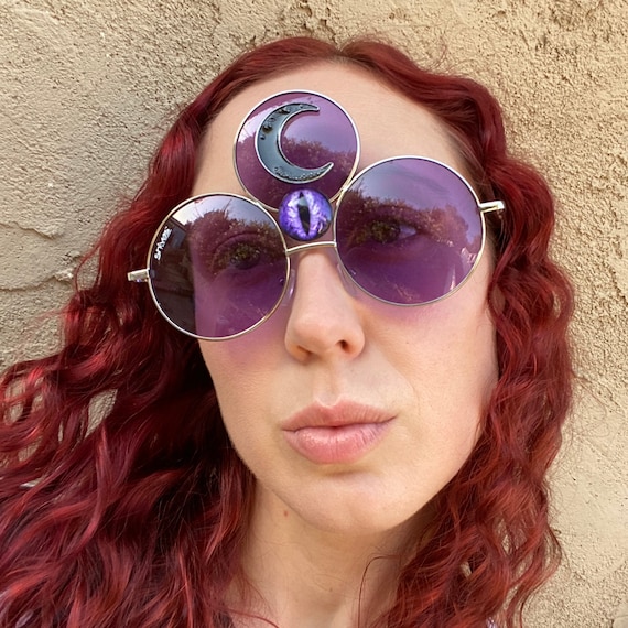 Third Eye Sunglasses Moon Occult Glasses Embellished Rave - Etsy
