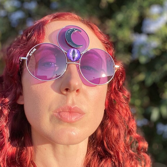 Third Eye Sunglasses Moon Occult Glasses Embellished Rave  display picture 1