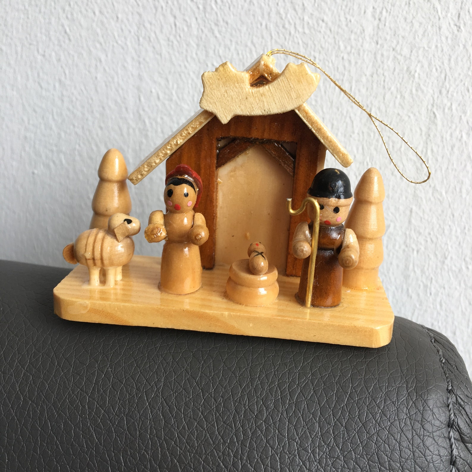 Vintage Wooden Nativity Scene Christmas Tree Ornament Toys Germany Crib