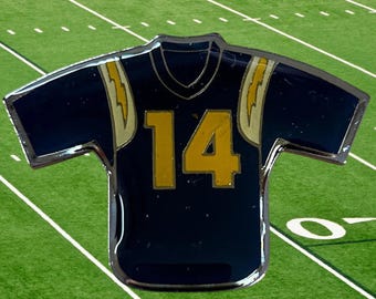 Pin de solapa/sombrero con la camiseta de fútbol americano vintage de los San Diego Chargers de la NFL de los años 80 de Dan Fouts, número 14.