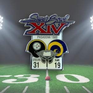 Vintage Steelers vs Rams Super Bowl XIV Lapel Pin