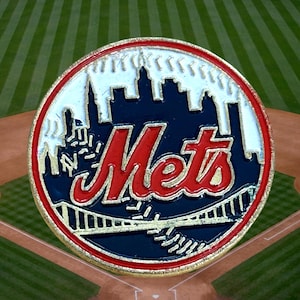 Pin de béisbol vintage de los New York Mets de la MLB de la década de 1990