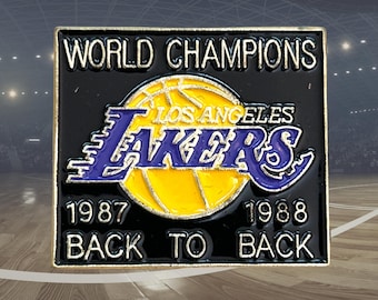 Pin de baloncesto de la NBA de los años 80 de Los Angeles Lakers, campeones "bicampeones consecutivos"