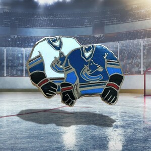 Spilla da bavero/cappello vintage della maglia da hockey NHL dei Vancouver Canucks degli anni '90