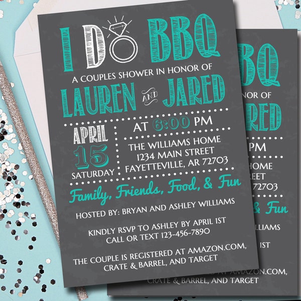 I Do BBQ, I Do Bbq Invitation, Couples Shower Invitation, Wedding Shower, I Do Barbecue, Chalkboard, Bridal Shower, Wedding, Printable