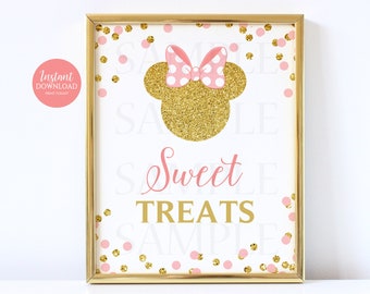 Sweet Treats Table Sign, Minnie Mouse Sweet Treats, Birthday Table Sign, Party Decorations Size 8x10 Instant Download Printable 1106