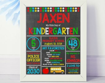 First Day of Kindergarten Sign, First Day of School Sign, Kindergarten Sign, Back to School, Sign, Poster, Chalkboard, Printable