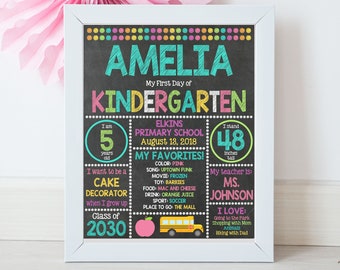 First Day of Kindergarten Sign, First Day of School Sign, Kindergarten Sign, Back to School, Sign, Poster, Chalkboard, Printable