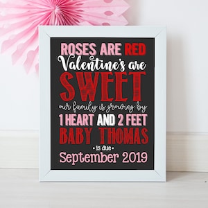 Valentines Schwangerschaft Ankündigung, Valentinstag, neues Baby, Schwangerschaft Ankündigung, Baby Ankündigung, enthüllen, Februar, printable