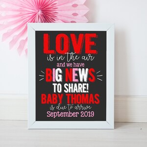 Valentines, Schwangerschaftsmitteilung, Valentinstag, neues Baby, Schwangerschaftsankündigung, Babymitteilung, enthüllen, Februar, bedruckbar