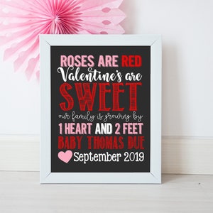 Anuncio de embarazo para San Valentín, Día de San Valentín, Nuevo bebé, Anuncio de embarazo, Anuncio de bebé, Revelar, Febrero, Imprimible