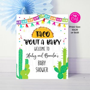Editable Taco Bout a Baby Welcome Sign, Baby Shower Welcome Sign, Fiesta Baby Shower, Taco Fiesta, Baby Party Decor, Corjl Template 1052