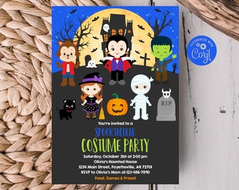 Editable Halloween Costume Invitation, Halloween Party, Costume Party, Kids Halloween Party, Halloween, Corjl Template 1501