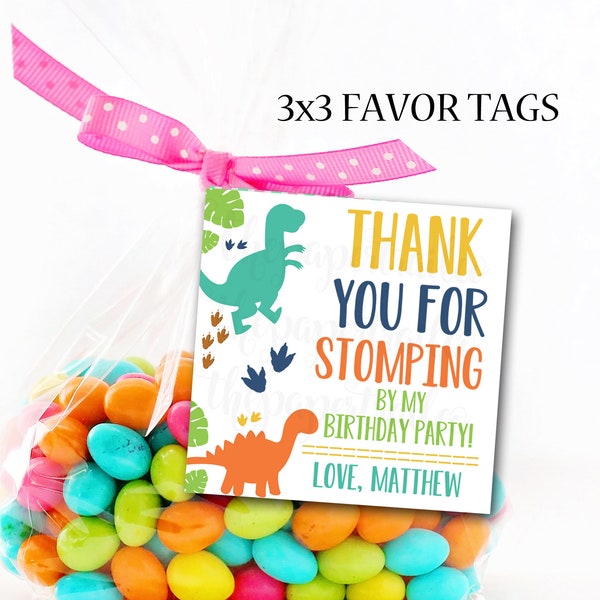 Dinosaur Favor Tags, Dinosaurs, Dinosaur Party Decor, Favor Tags, Thank You tags, 3x3 Favor Tags, Navy, Dinosaur, DINO, Party Tags, 1101