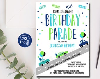 Editable Drive By Birthday Parade Invitation Drive Thru Birthday Invite Party Parade Quarantine Birthday Invitation Editable Template 1113