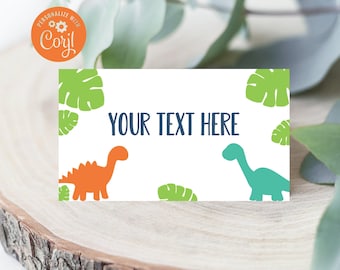 Editable Dinosaur Food Tents Dinosaur Food Labels Dinosaur Party Decorations Place Card Tent Card Dinosaur Birthday Corjl Template 1101