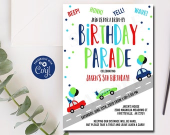 Editable Drive By Birthday Parade Invitation Drive Thru Birthday Invite Party Parade Quarantine Birthday Invitation Editable Template 1113