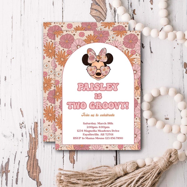Groovy Minnie Mouse Invitation Etsy UK