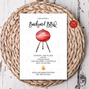 Editable Backyard BBQ Invitation Backyard Cookout Backyard Barbecue Summer Cookout Memorial Day 4th of July Labor Day Size 5x7 - 4585