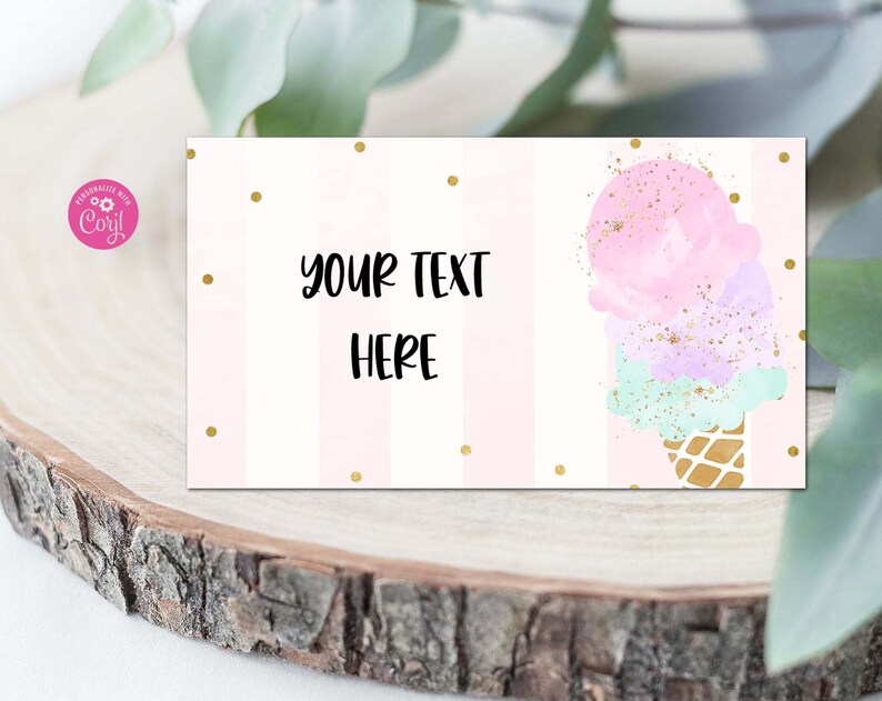 Editable Ice Cream Food Tents Ice Cream Food Labels Ice Cream Party Decorations Place Card Tent Card Ice Cream Birthday Corjl