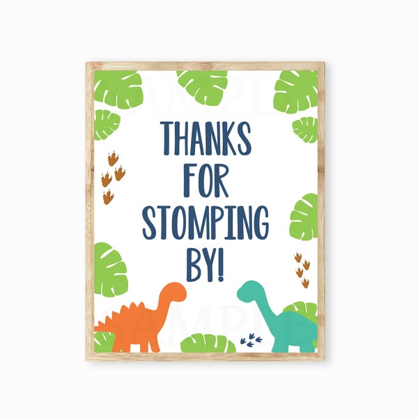 Dinosaur Thank You Sign, Table Sign, Dinosaur Sign, Thank You For Stomping By, Favor Sign, Dinosaur Party Decor, Dino, Instant Download 1101