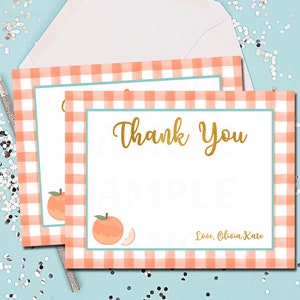 Tarjetas de agradecimiento de melocotón, notas de agradecimiento de melocotón, cumpleaños, melocotón, dulce como un melocotón, agradecimiento personalizado, melocotones, tamaño 5.5x4.25 - 1107