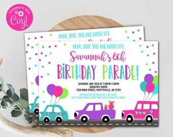 Editable Drive By Birthday Parade Invitation Drive Thru Birthday Invite Party Parade Quarantine Birthday Invitation Editable Template 1113