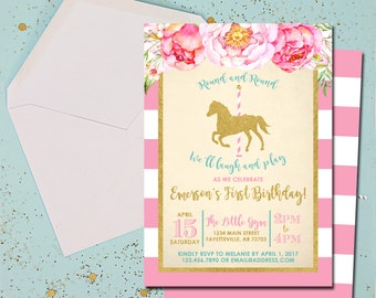 carousel invitation etsy carousel invitations