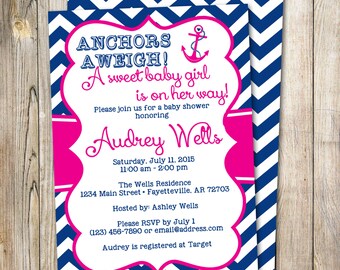 girl nautical invite etsy