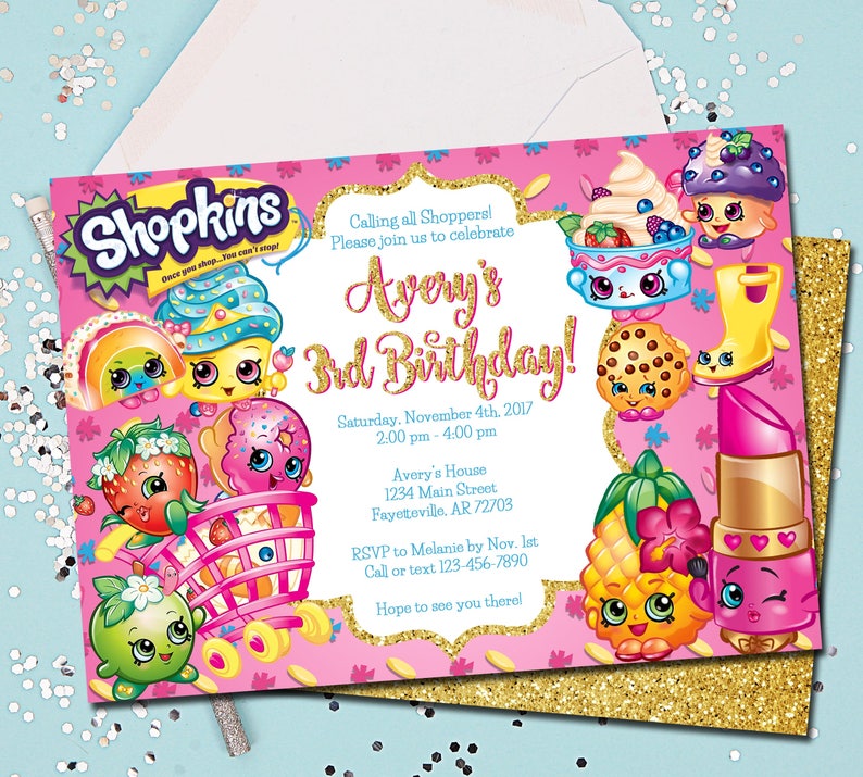 Shopkins Invitation Shopkins Birthday Invitation Birthday Etsy